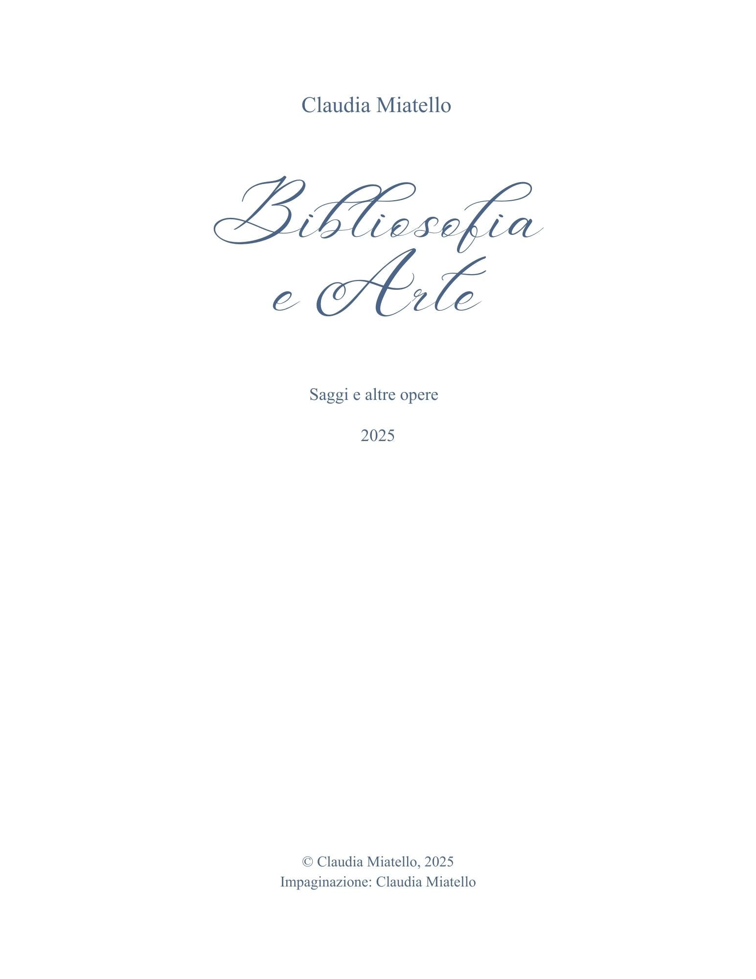 Bibliosofia e Arte, 2025 (Italian)